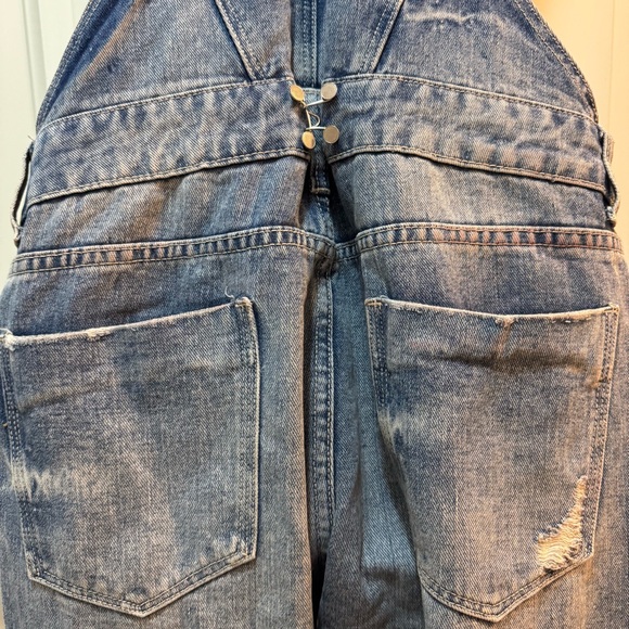 ZARA TRF Distressed Denim Overalls Boyfriend Fit Baggy 90s Y2K Vintage Wash M - Picture 13 of 15